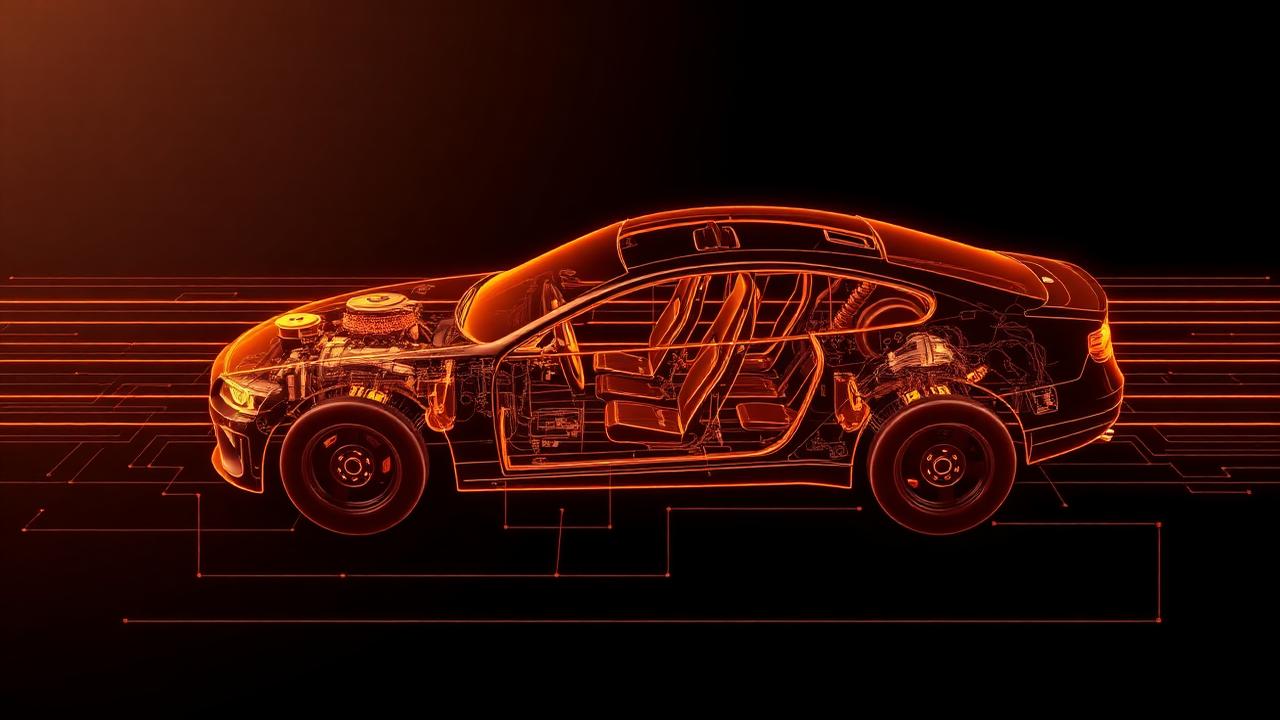 Cutaway of a car showing inner mechanics