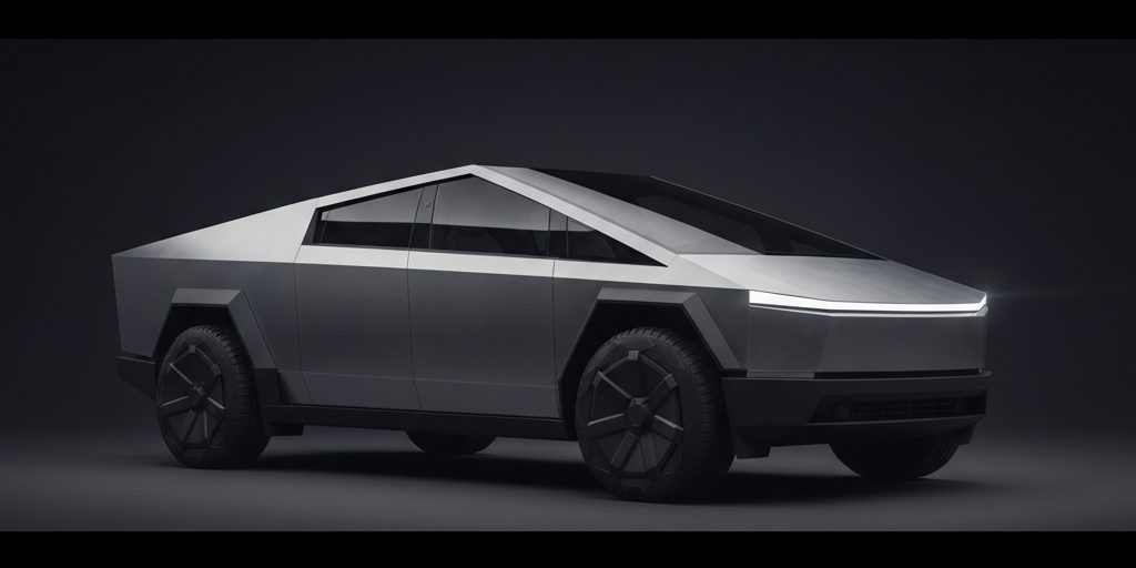 Tesla Cybertruck — raw stainless steel