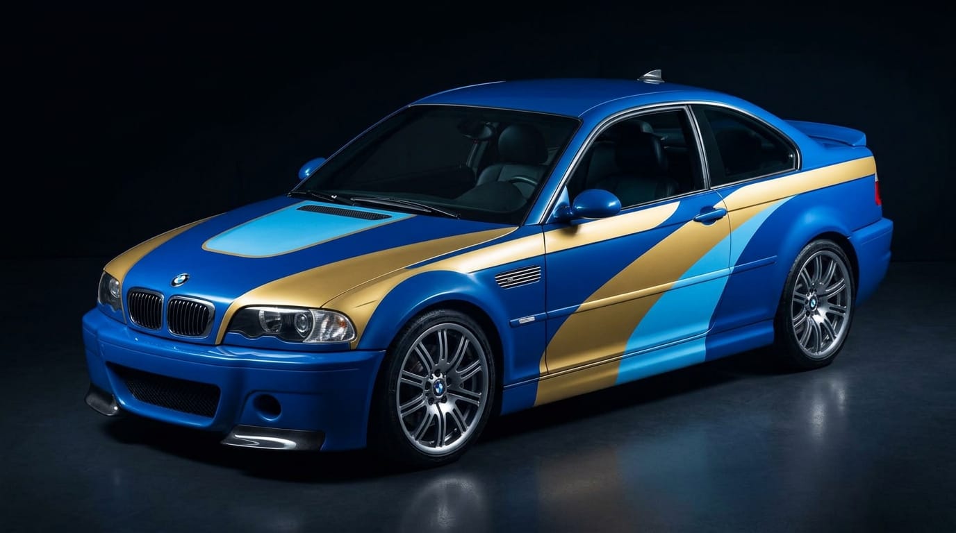 BMW M3 E46 — Blue, Gold and Light Blue Livery